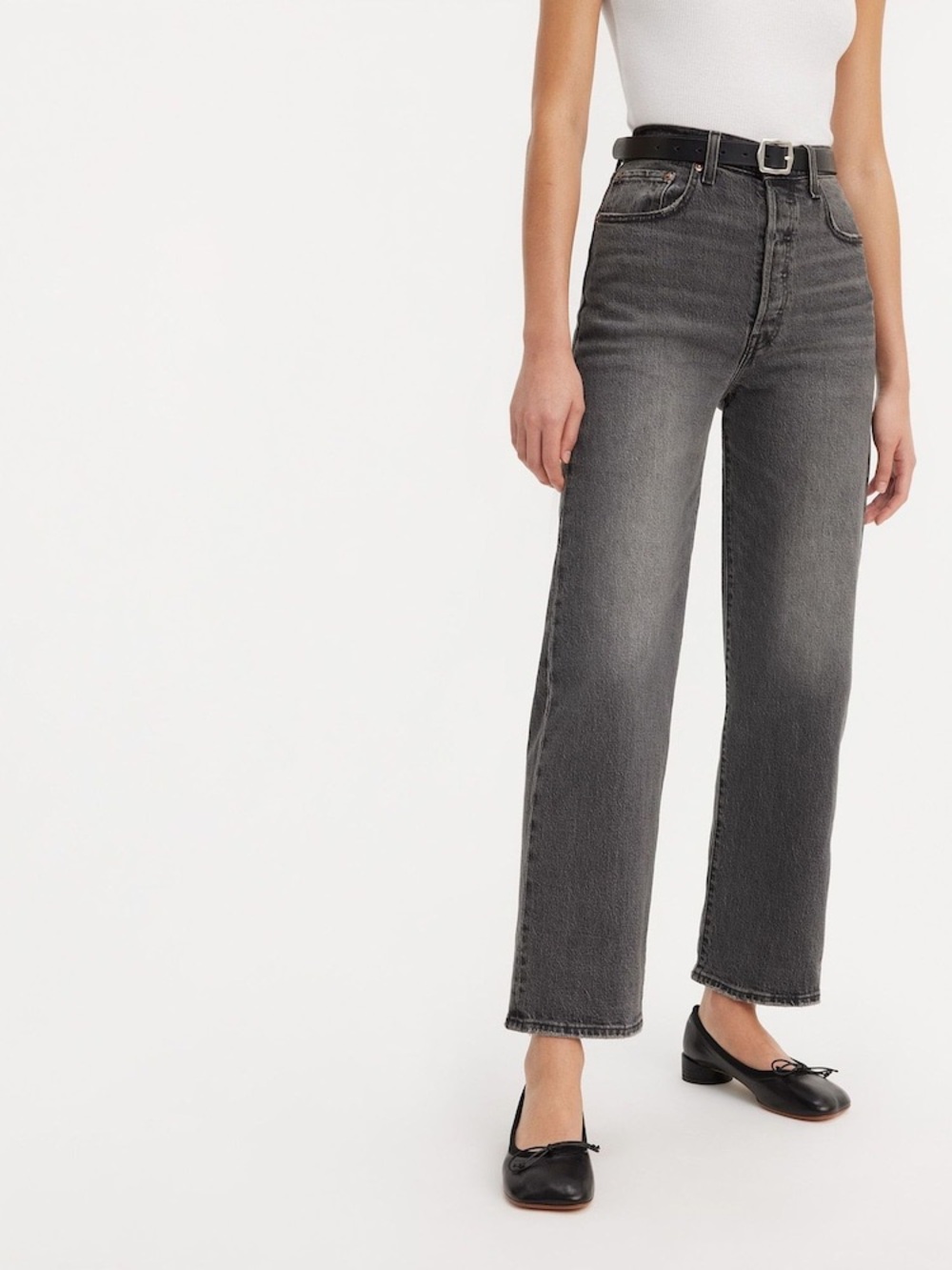 Levi's® Grey Ribcage Straight Ankle Jeans